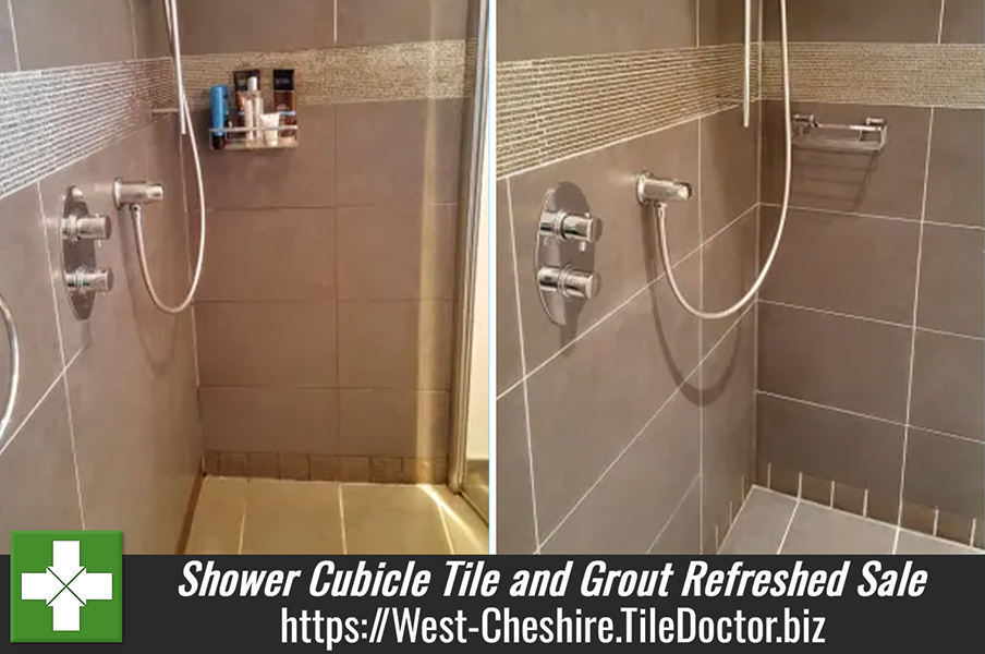Shower Cubicle Tile and Grout Refreshed in Sale