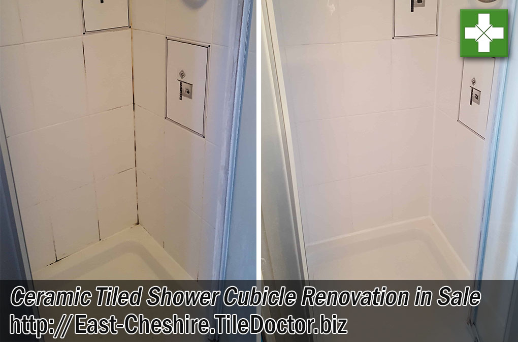 Ceramic Tiled Shower Cubicle Before and After Cleaning Sale