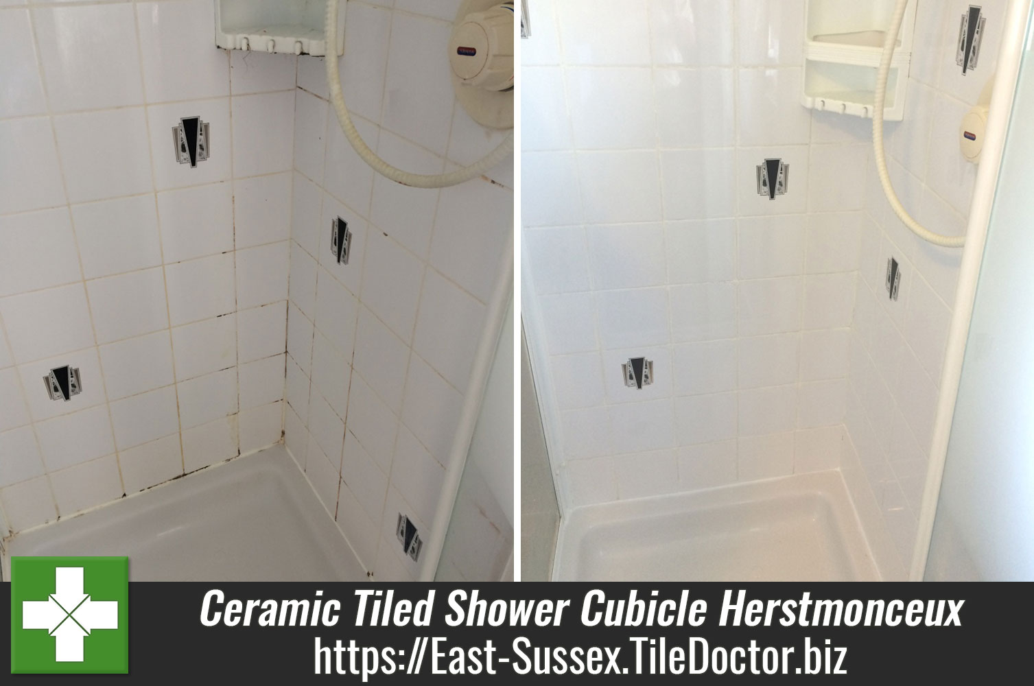 Cleaning a Ceramic Tiled Shower Cubicle in Herstmonceux